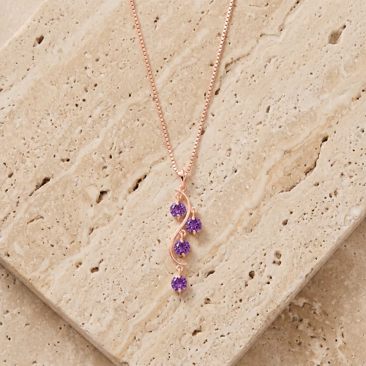 Rose Gold Aura Pendant Necklace Amethyst 10K — Nives