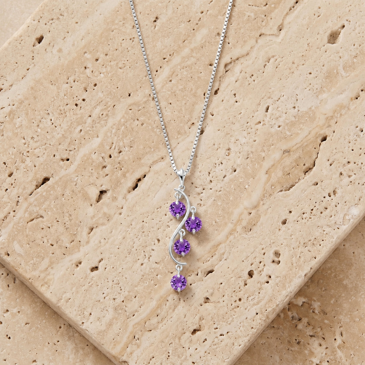 White Gold Aura Pendant Necklace Amethyst 10K — Nives