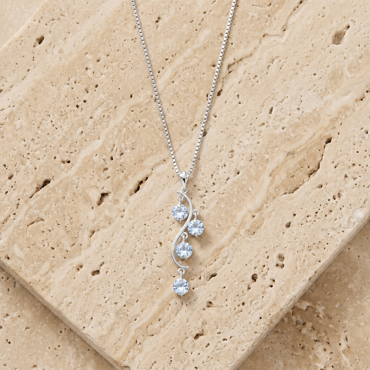White Gold Aura Pendant Necklace Aquamarine 10K — Nives