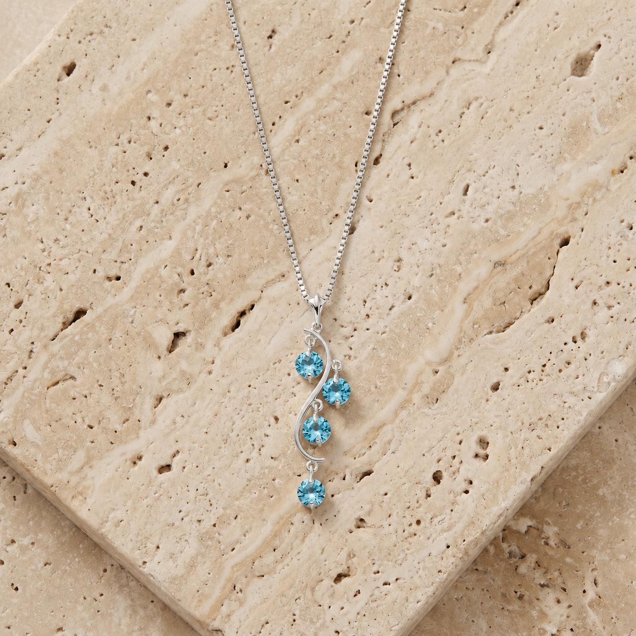 White Gold Aura Pendant Necklace Blue Topaz 10K — Nives