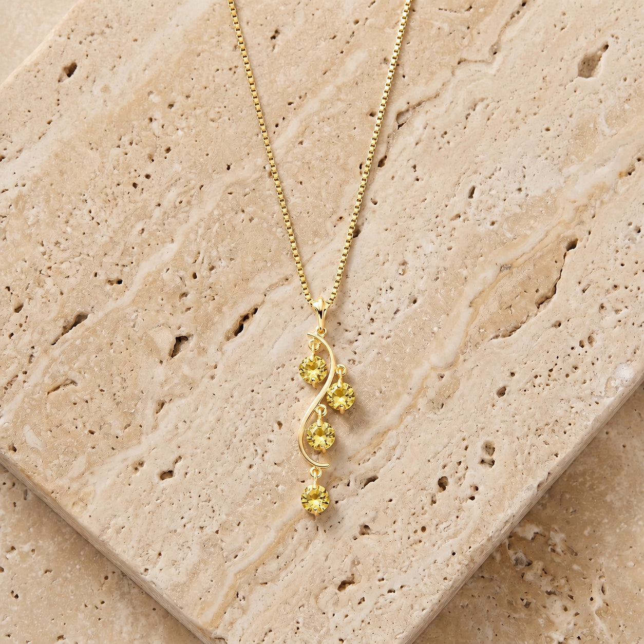 Yellow Gold Aura Pendant Necklace Blue Topaz 10K — Nives
