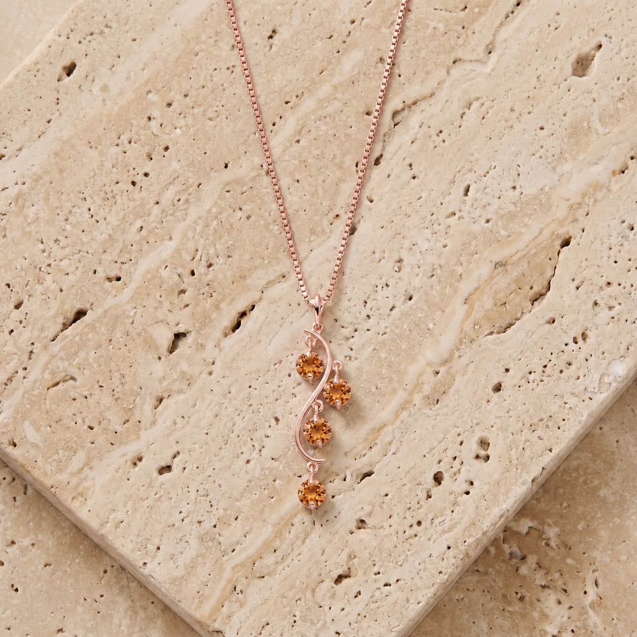 Rose Gold Aura Pendant Necklace Citrine 10K — Nives
