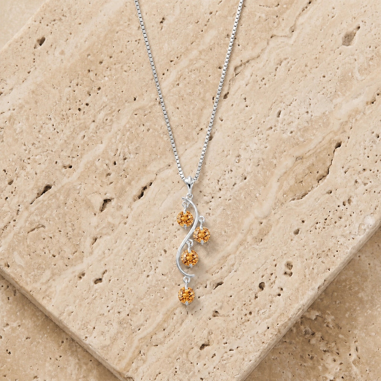 White Gold Aura Pendant Necklace Citrine 10K — Nives