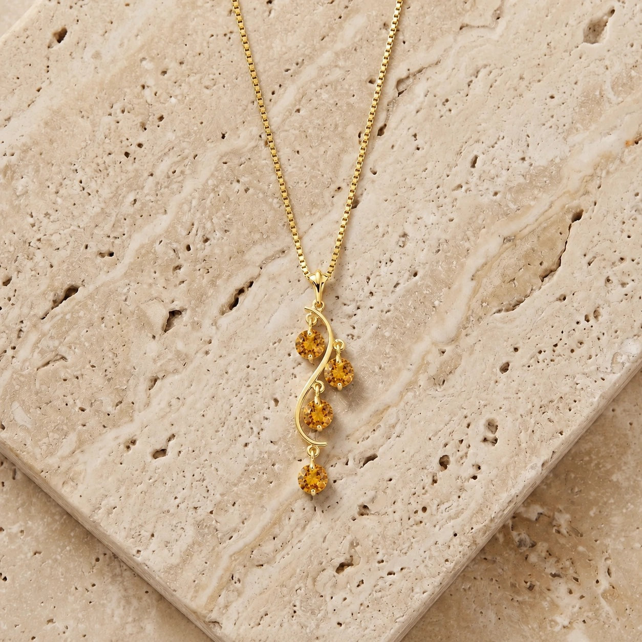 Yellow Gold Aura Pendant Necklace Citrine 10K — Nives