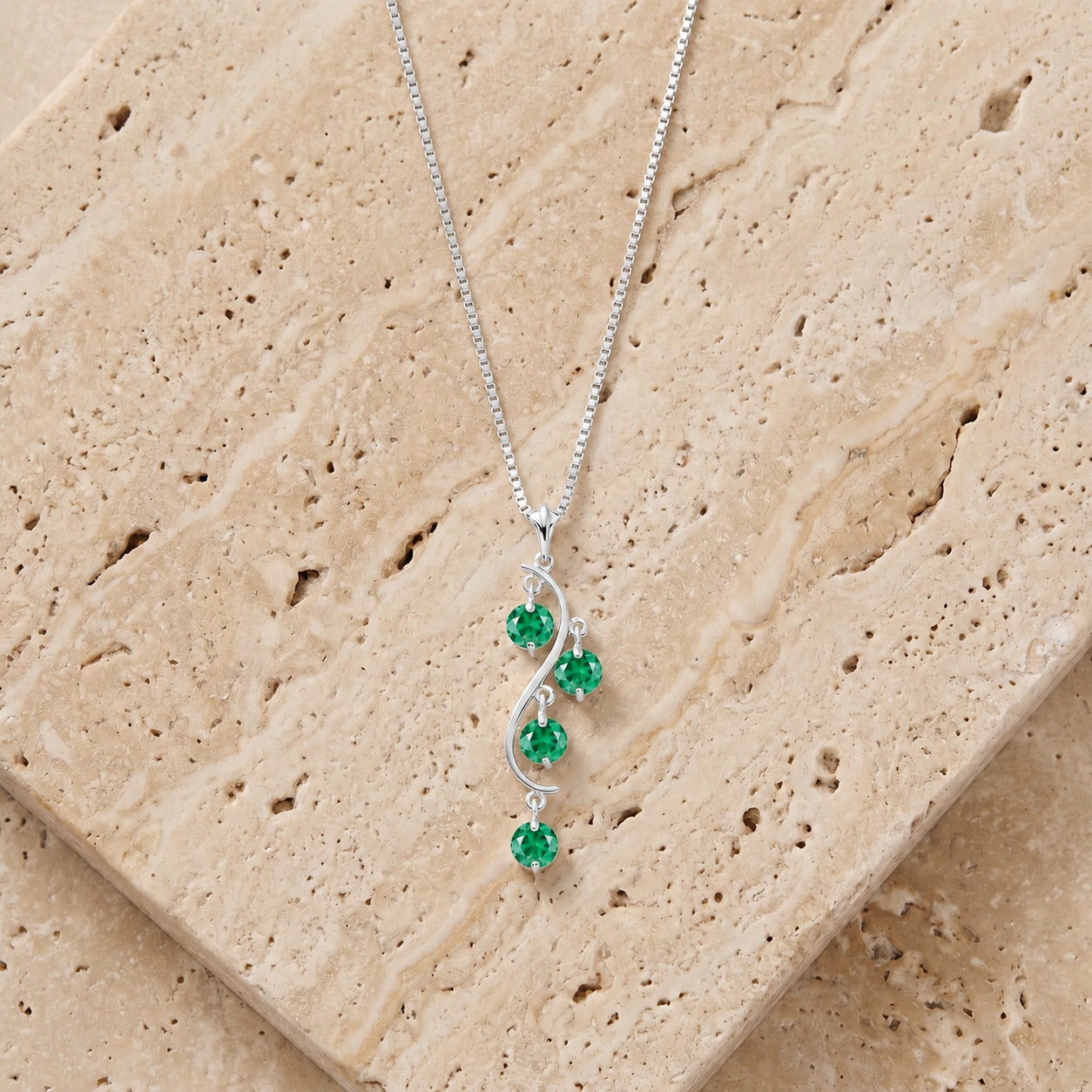 White Gold Aura Pendant Necklace Emerald 10K — Nives