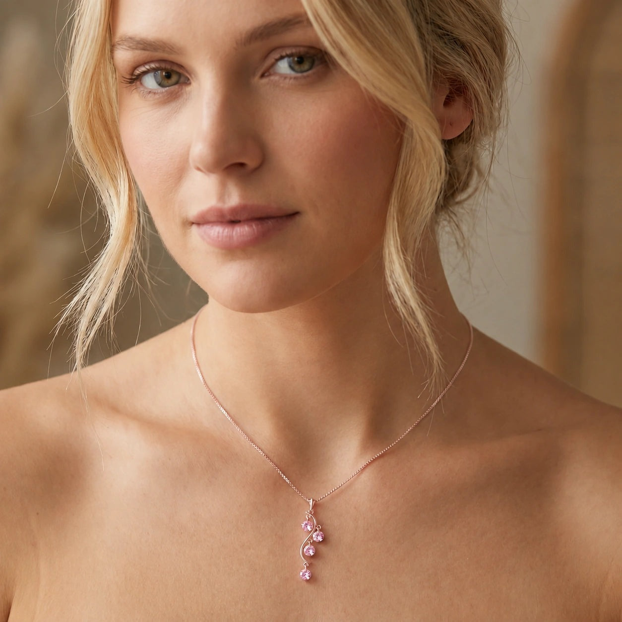 Rose Gold Aura Pendant Necklace Garnet 10K — Nives