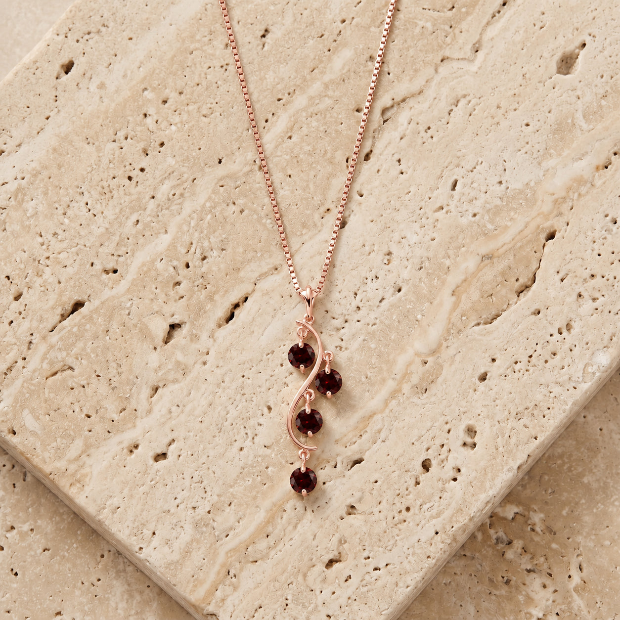 Rose Gold Aura Pendant Necklace Garnet 10K — Nives