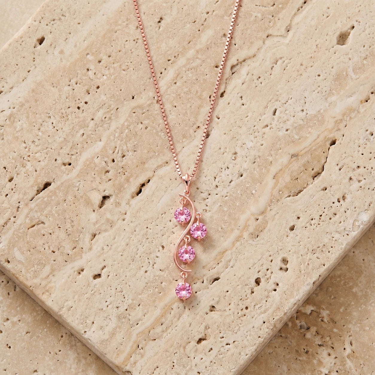Rose Gold Aura Pendant Necklace Garnet 10K — Nives