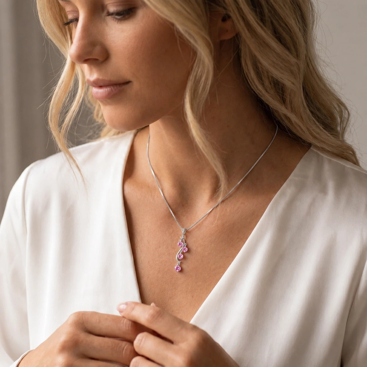 White Gold Aura Pendant Necklace Garnet 10K — Nives