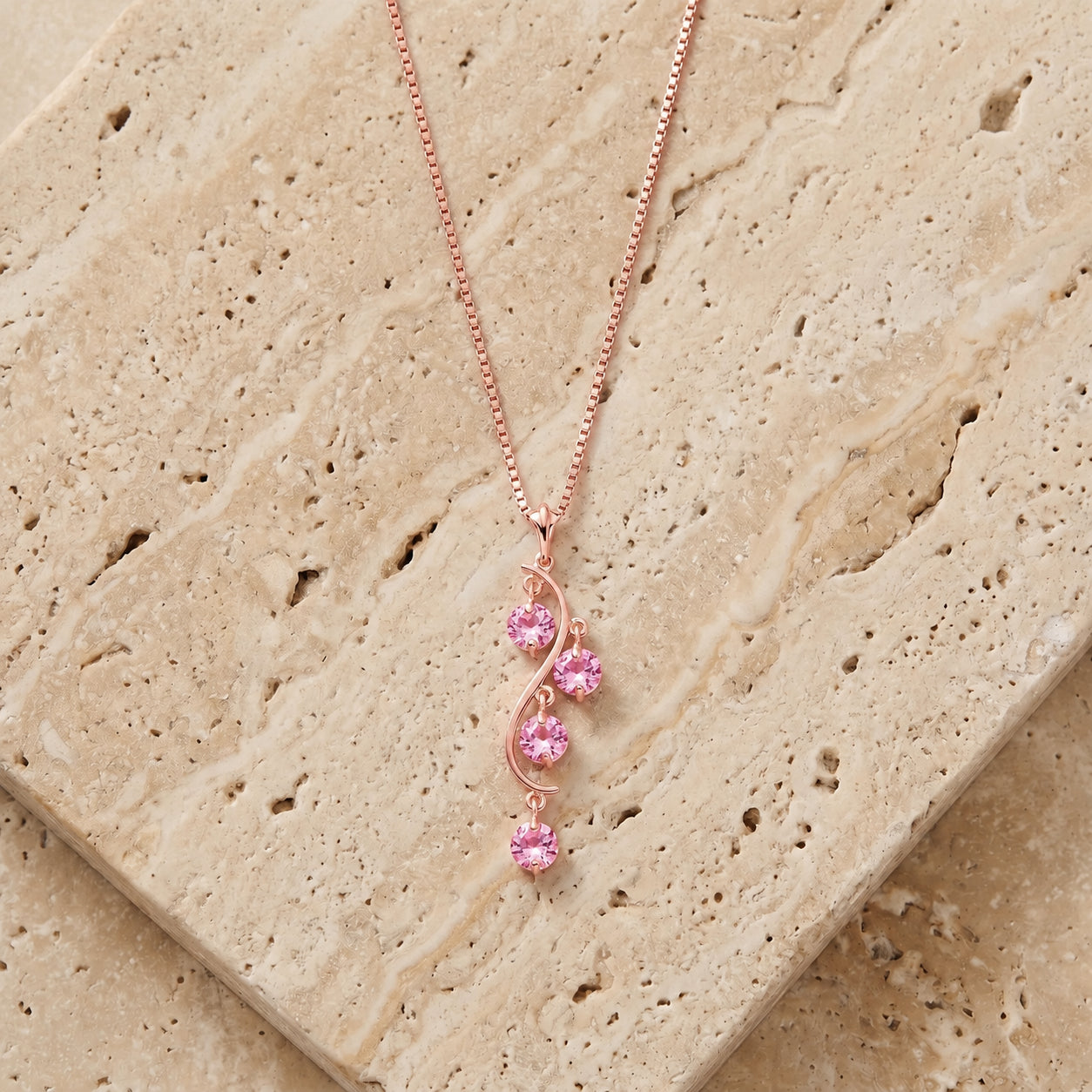 Rose Gold Aura Pendant Necklace Pink Topaz 10K — Nives