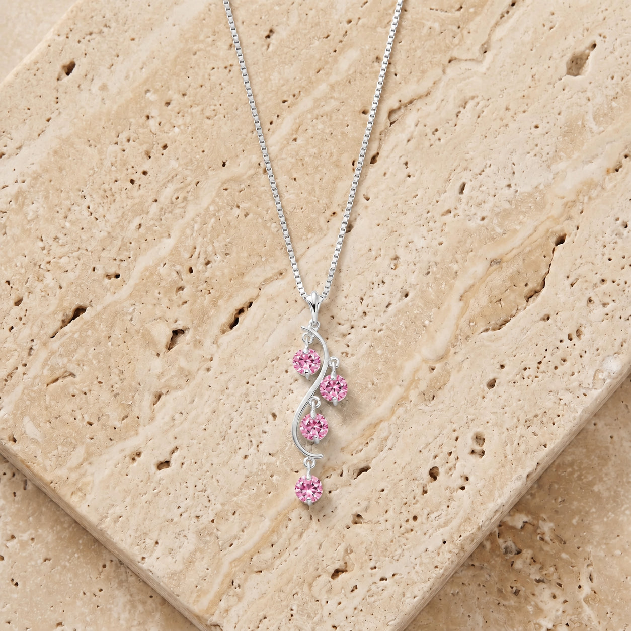 White Gold Aura Pendant Necklace Pink Topaz 10K — Nives