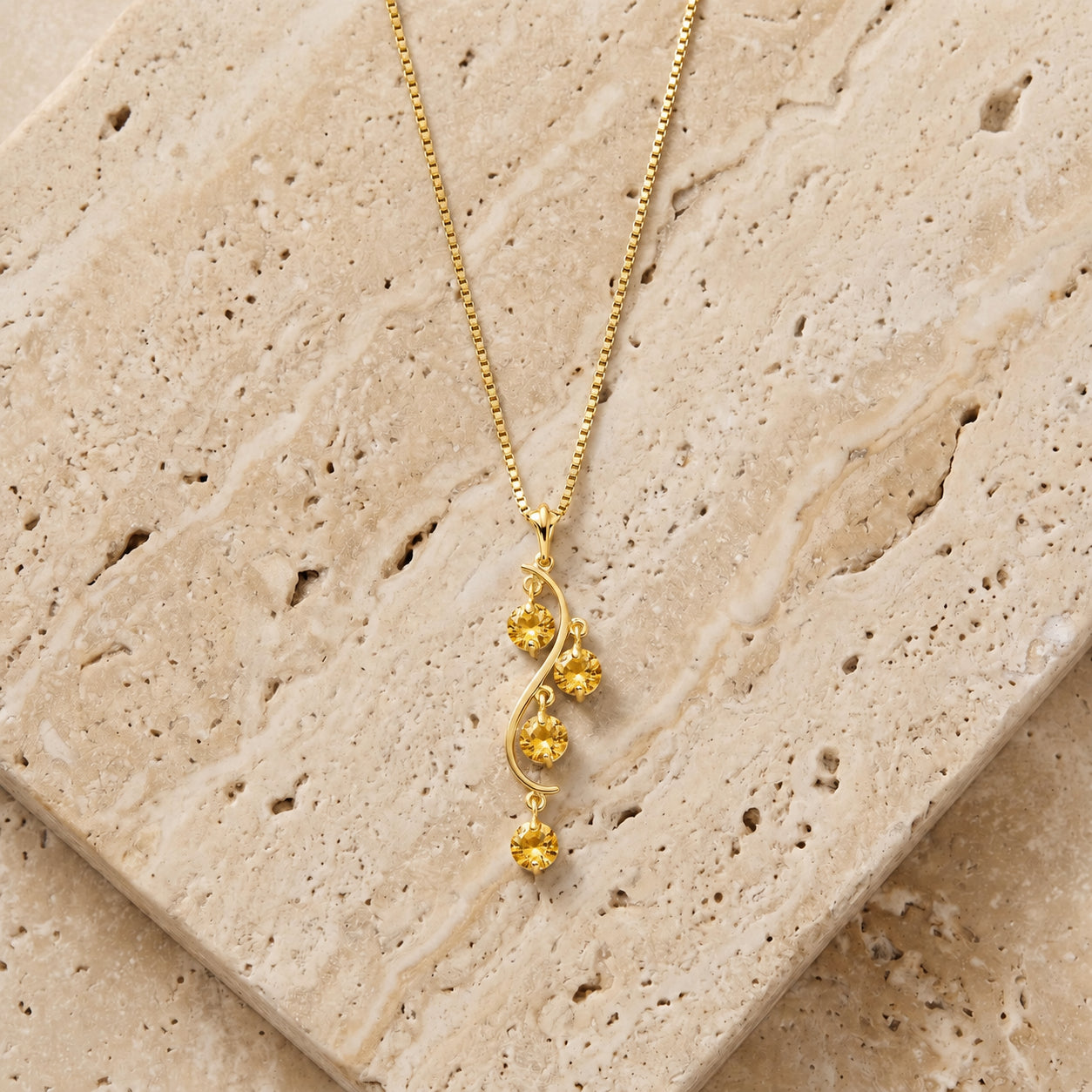 Yellow Gold Aura Pendant Necklace Pink Topaz 10K — Nives
