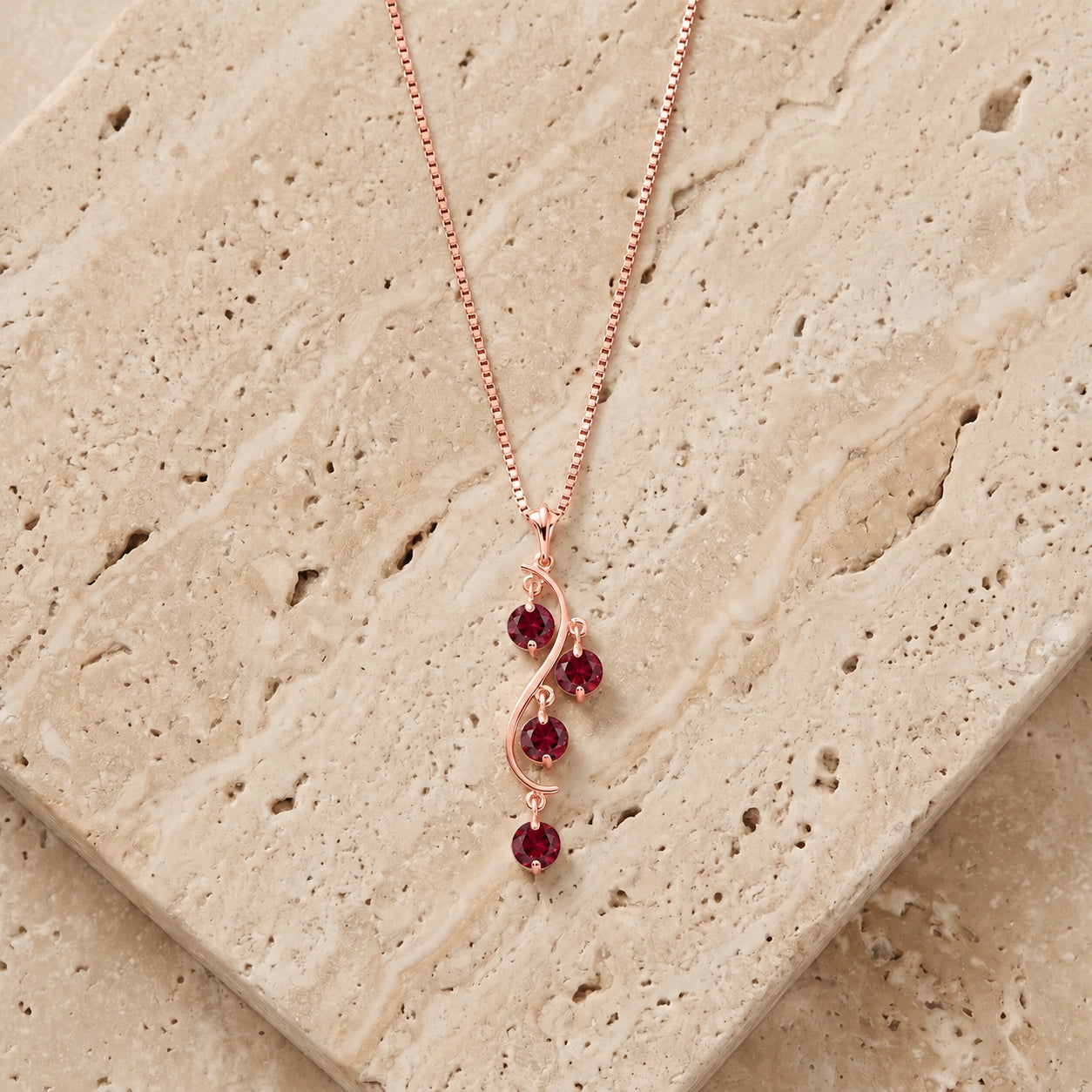 Rose Gold Aura Pendant Necklace Ruby 10K — Nives