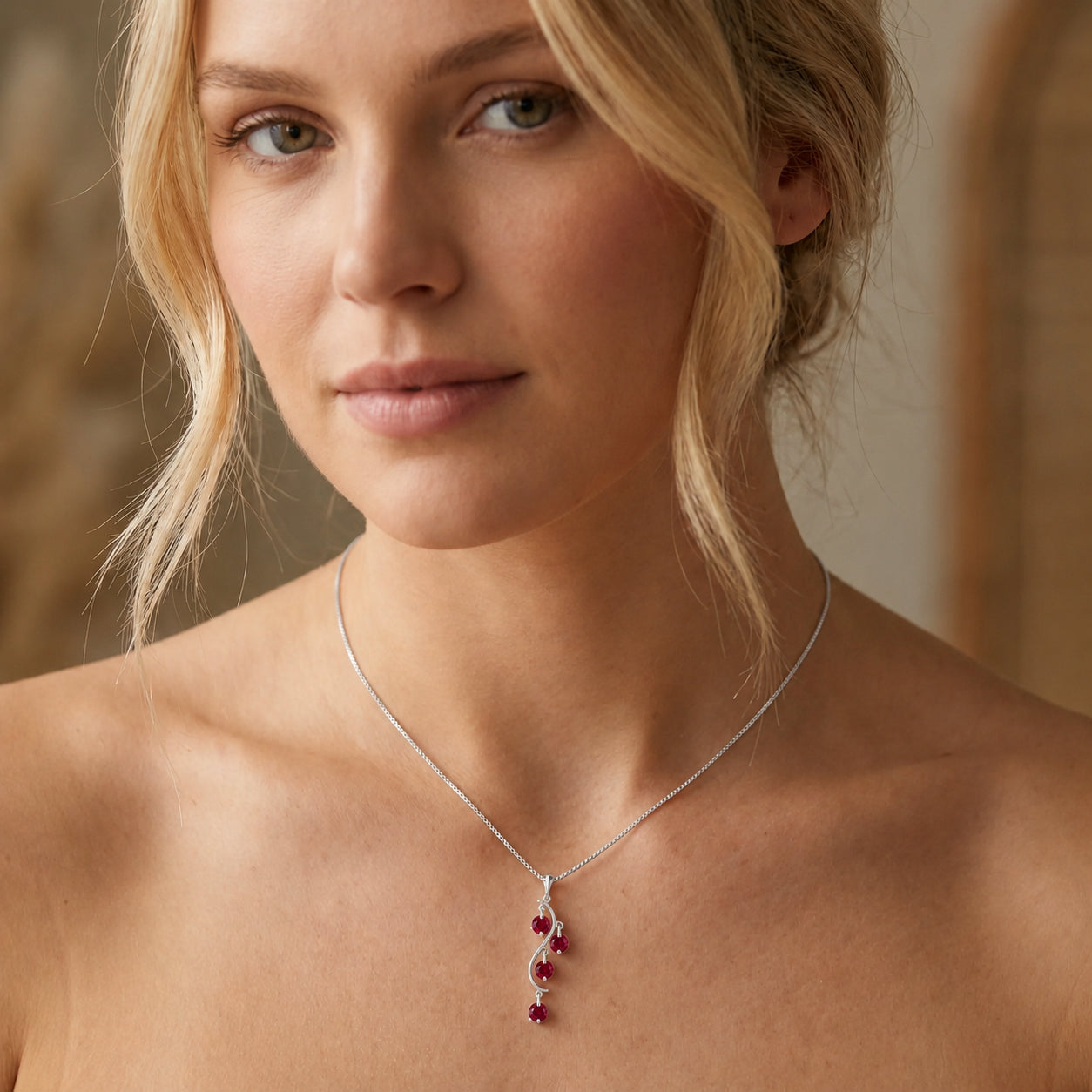 White Gold Aura Pendant Necklace Ruby 10K — Nives