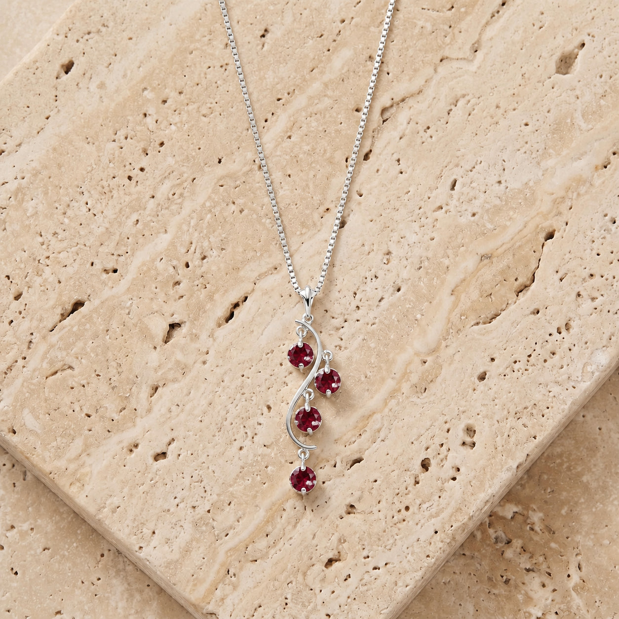 White Gold Aura Pendant Necklace Ruby 10K — Nives