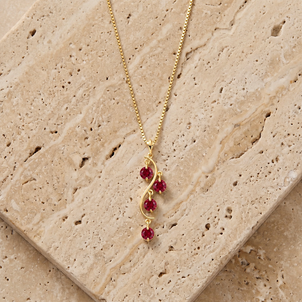 Yellow Gold Aura Pendant Necklace Ruby 10K — Nives