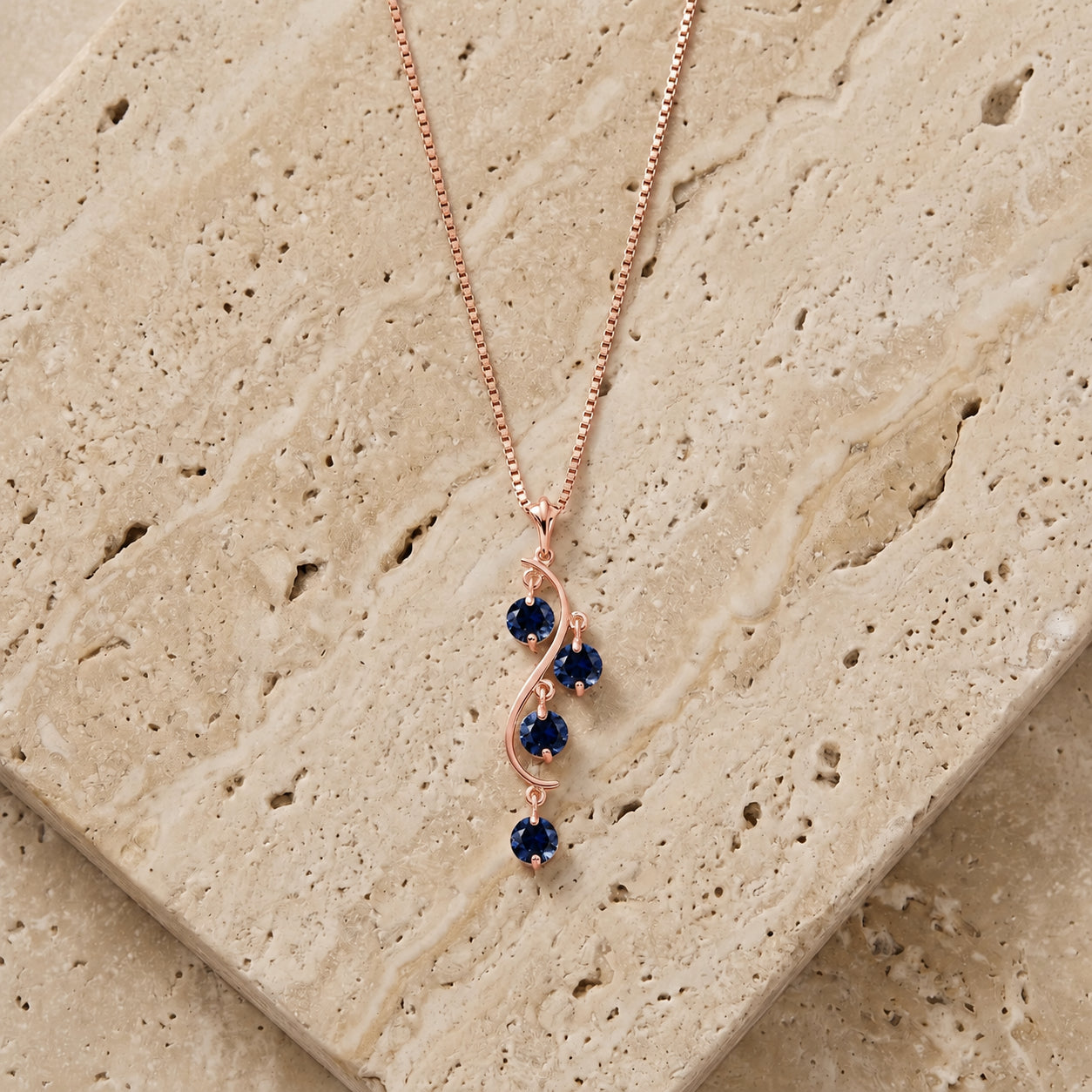 Rose Gold Aura Pendant Necklace Sapphire 10K — Nives