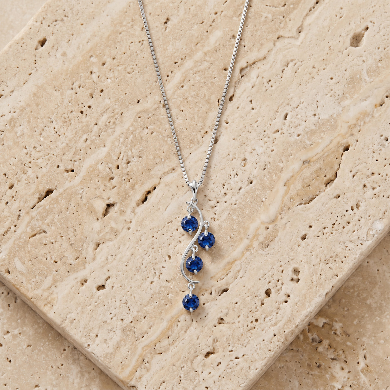 White Gold Aura Pendant Necklace Sapphire 10K — Nives