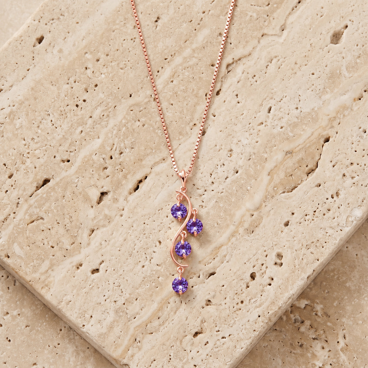 Rose Gold Aura Pendant Necklace Tanzanite 10K — Nives