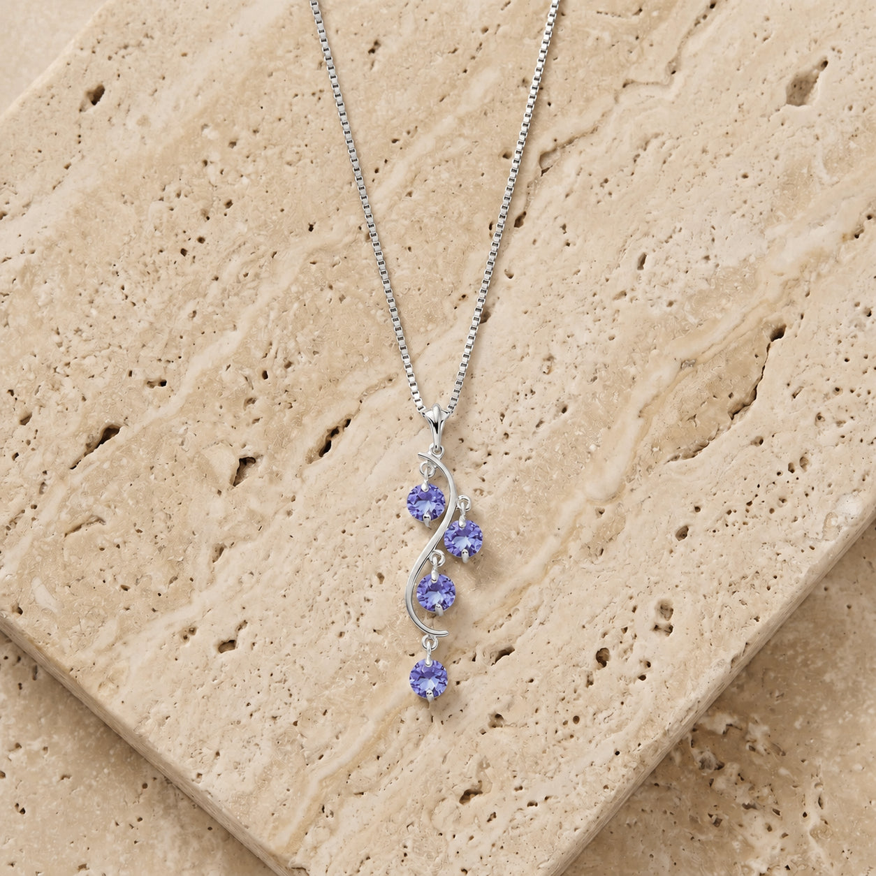 White Gold Aura Pendant Necklace Tanzanite 10K — Nives