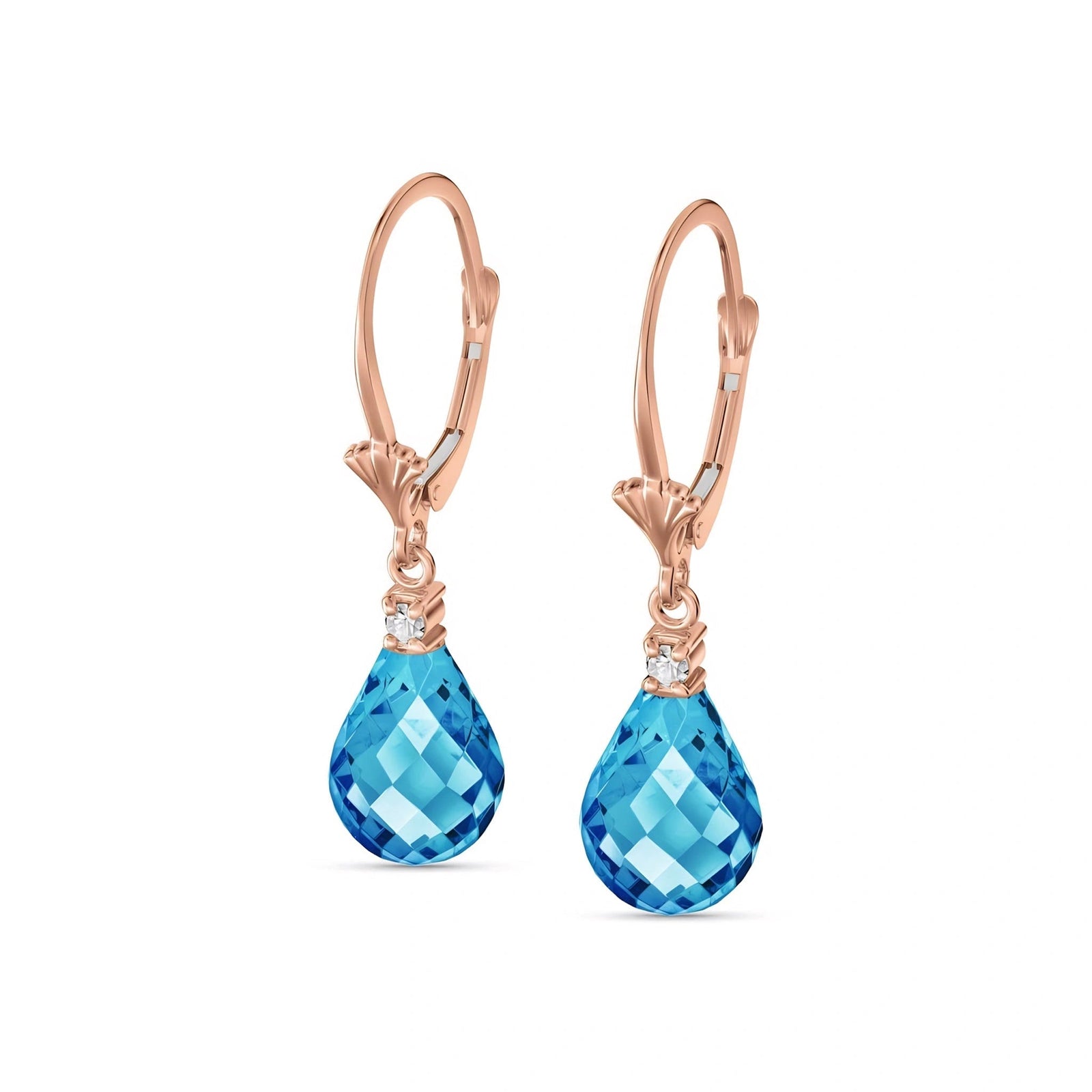 Rose Gold Blue Topaz & Diamond — Zeffira