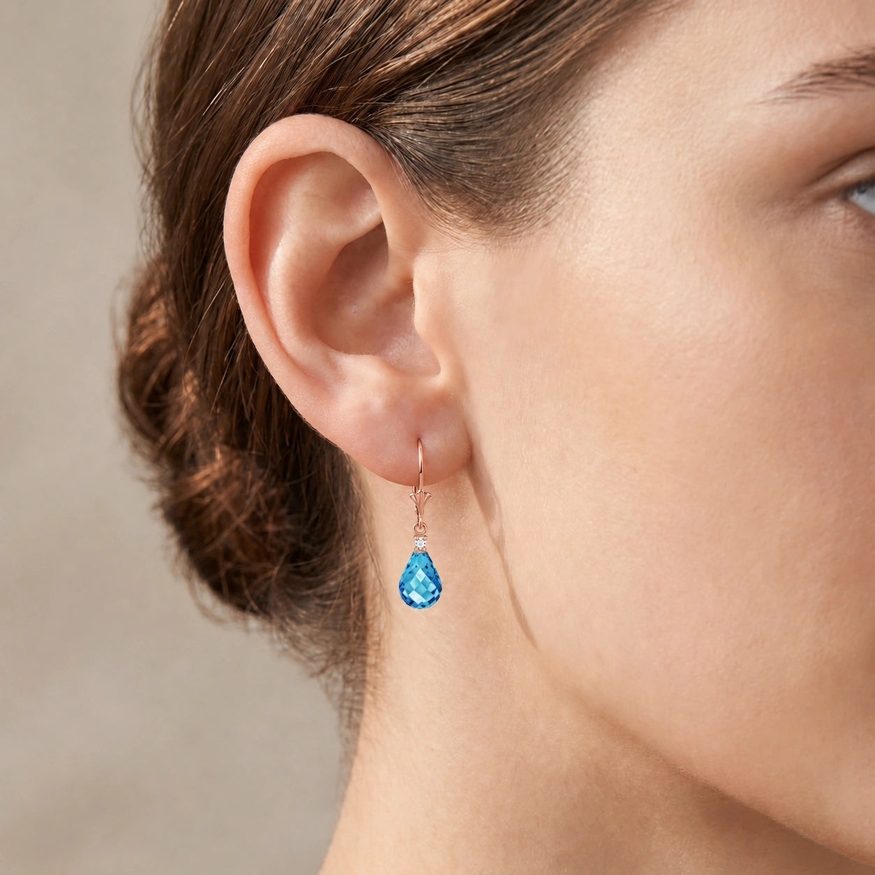 Rose Gold Blue Topaz & Diamond — Zeffira