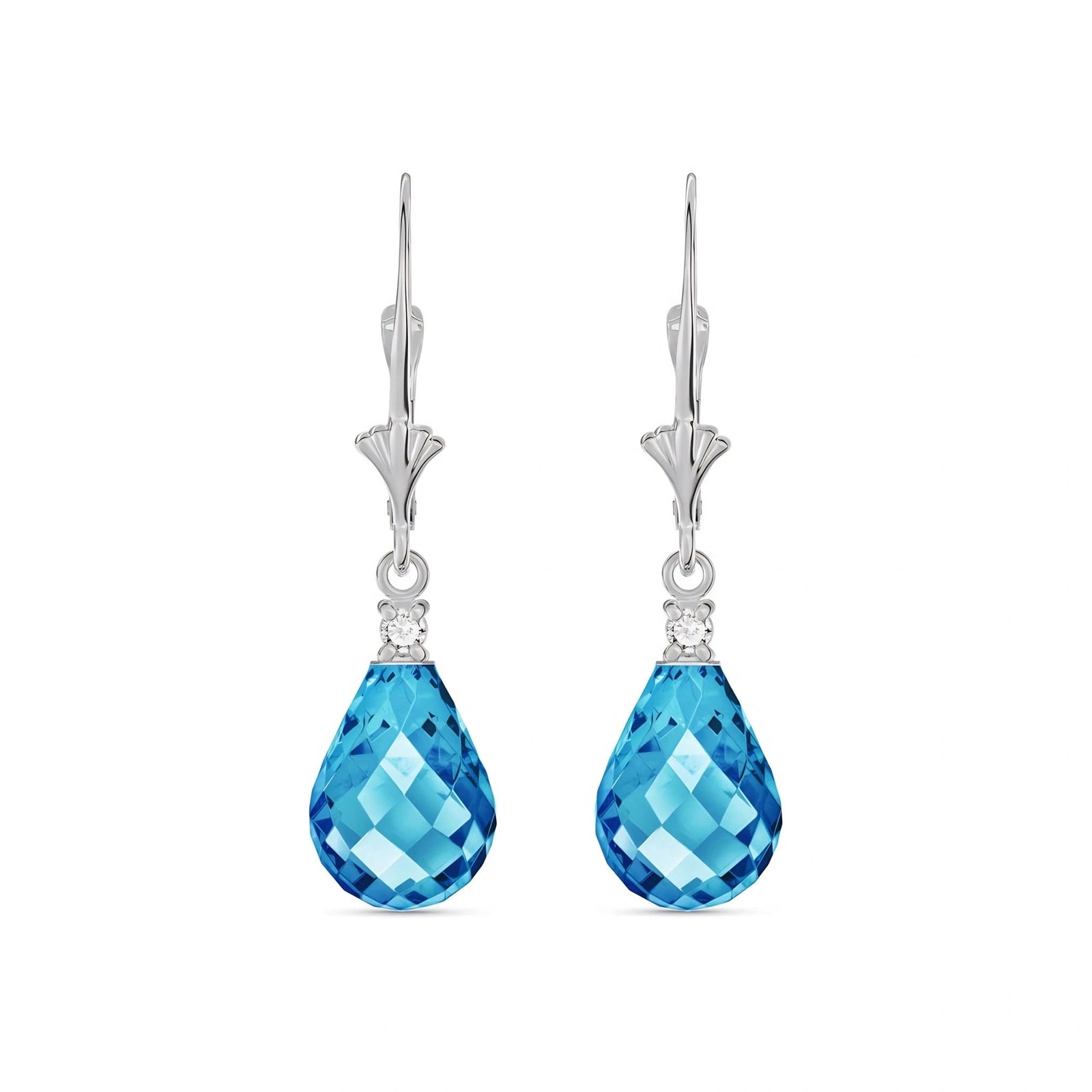 White Gold Blue Topaz & Diamond — Zeffira