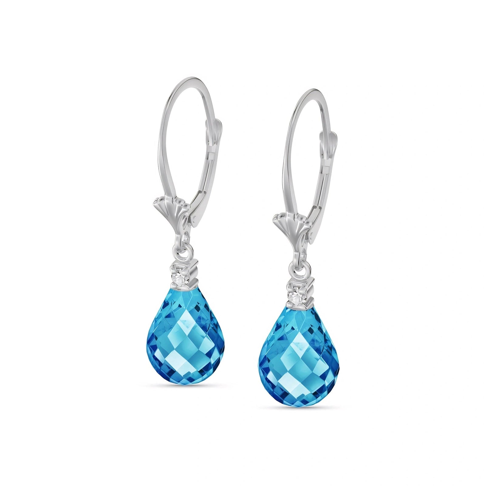 White Gold Blue Topaz & Diamond — Zeffira