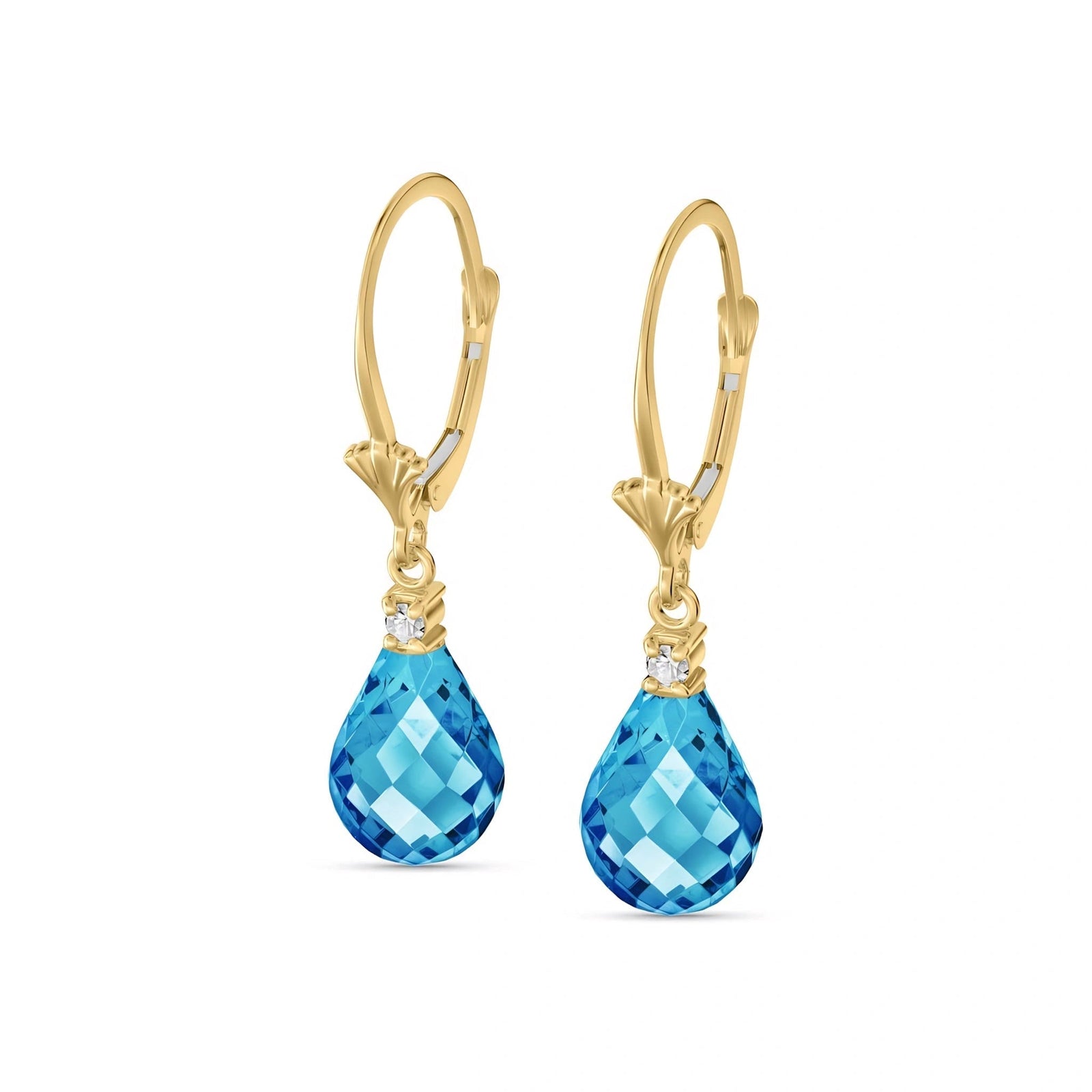 Yellow Gold Blue Topaz & Diamond — Zeffira