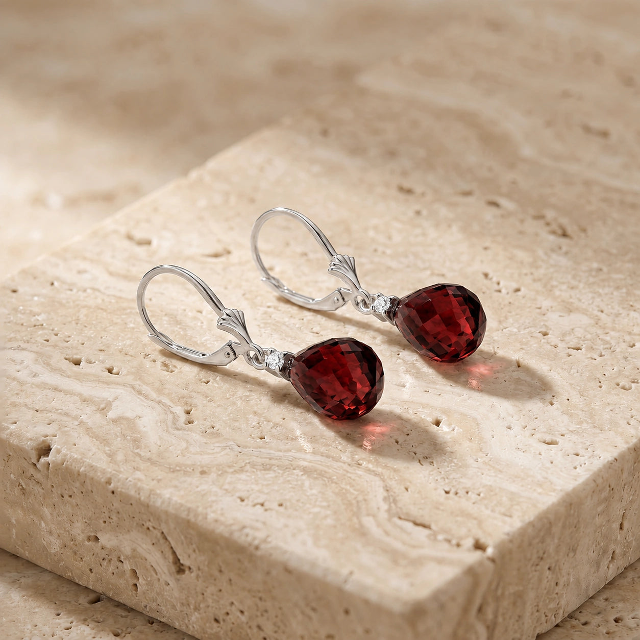 White Gold Garnet & Diamond — Zeffira