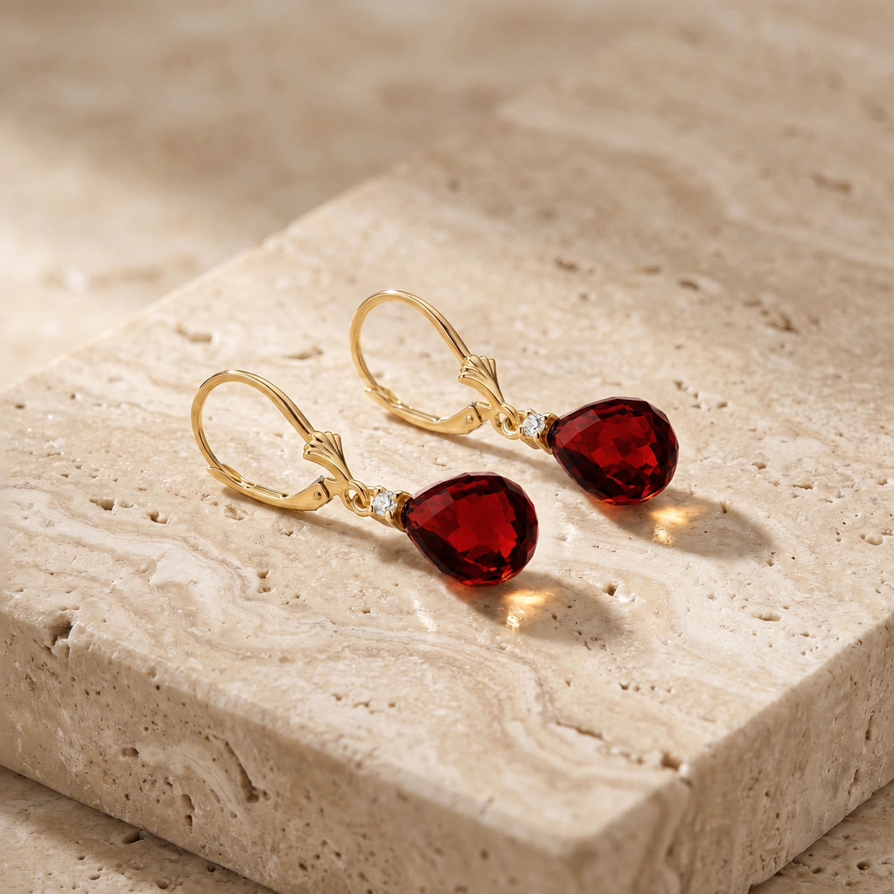 Yellow Gold Garnet & Diamond — Zeffira