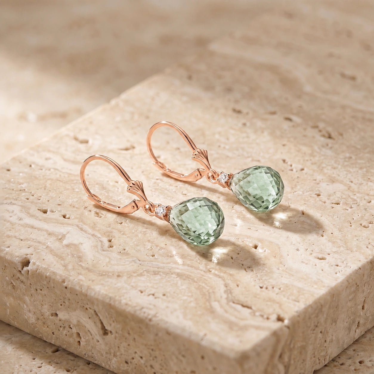 Rose Gold Green Amethyst & Diamond — Zeffira