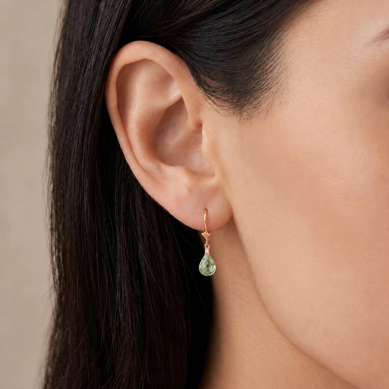 Rose Gold Green Amethyst & Diamond — Zeffira