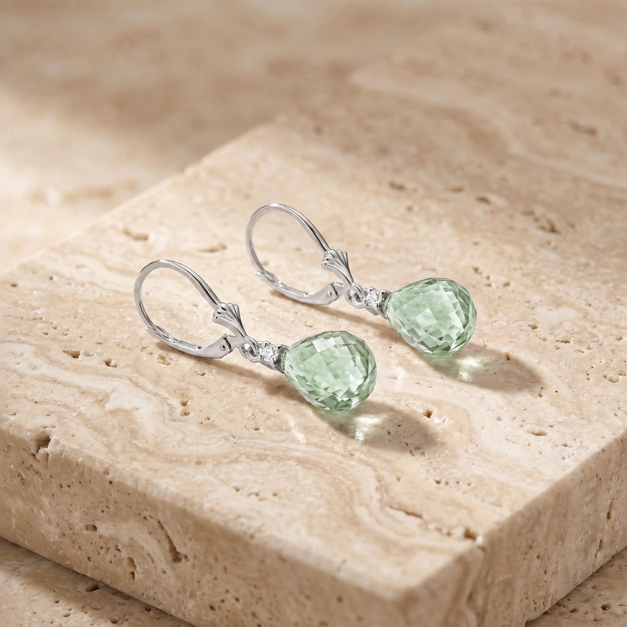 White Gold Green Amethyst & Diamond — Zeffira