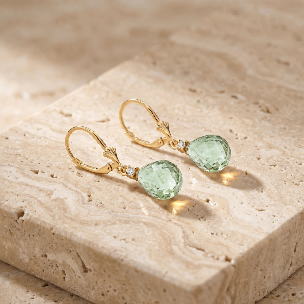 Yellow Gold Green Amethyst & Diamond — Zeffira