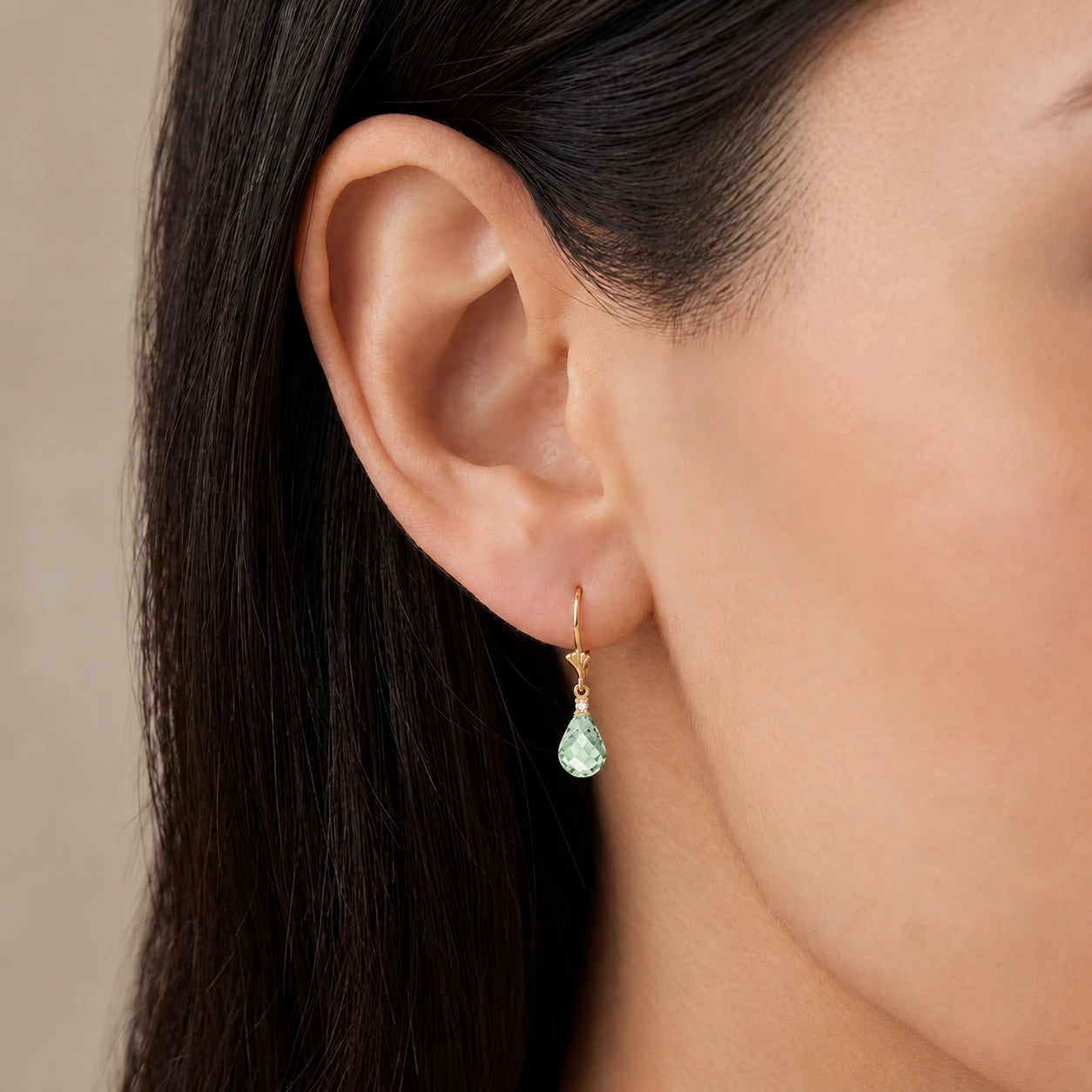 Yellow Gold Green Amethyst & Diamond — Zeffira