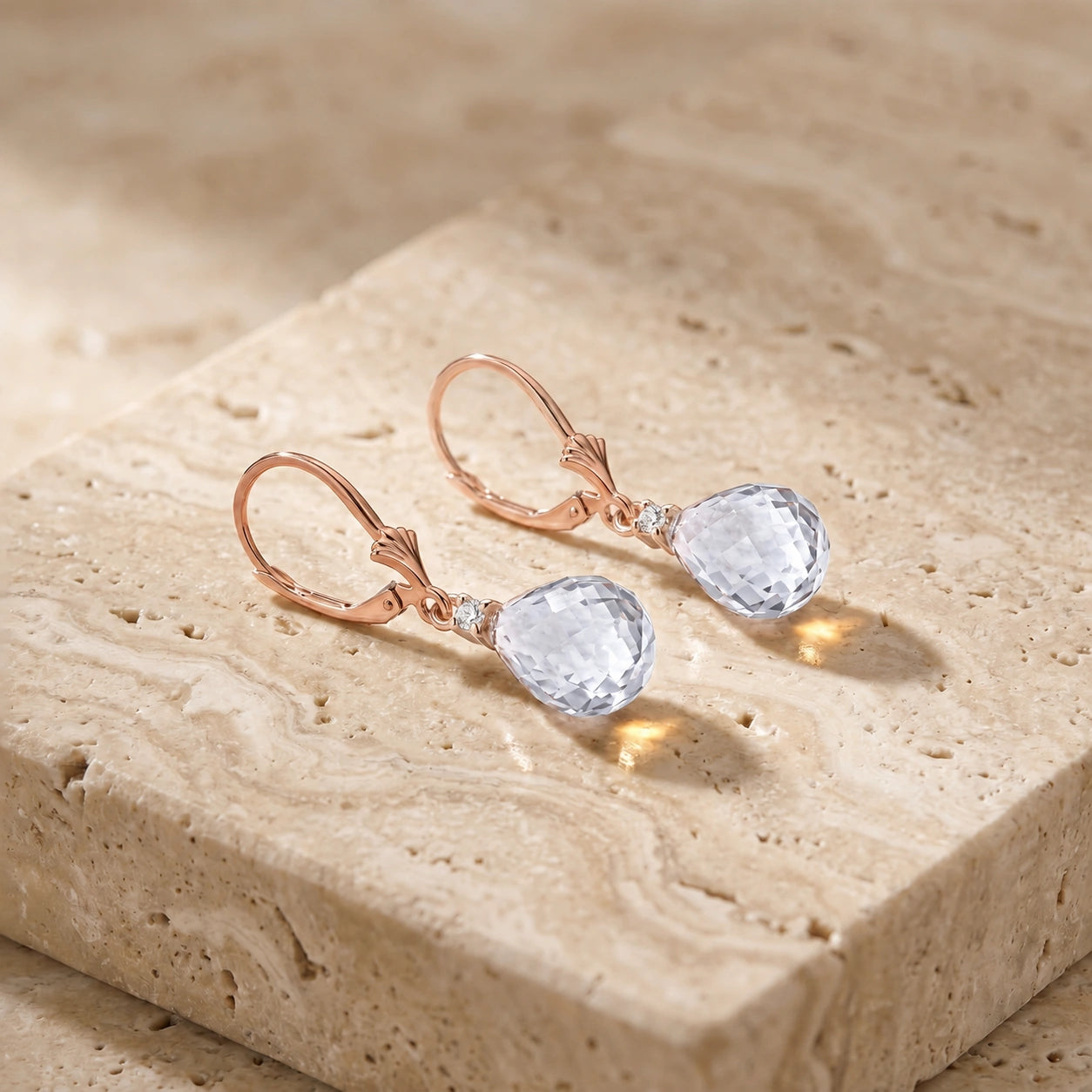 Rose Gold White Topaz & Diamond — Zeffira