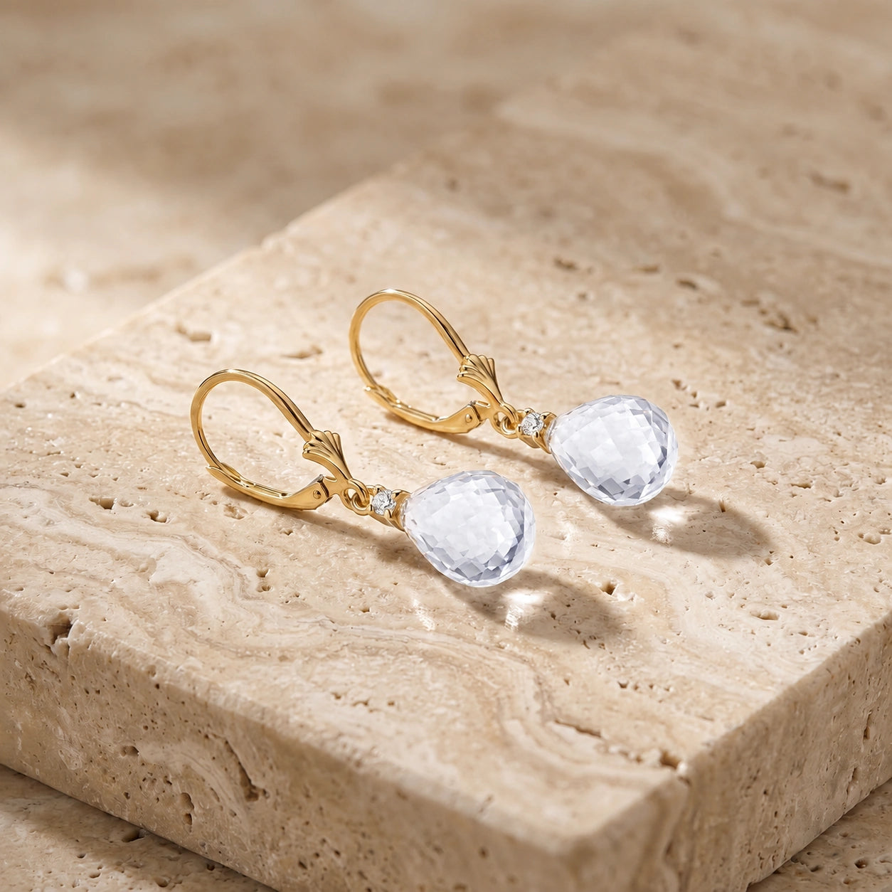 Yellow Gold White Topaz & Diamond — Zeffira