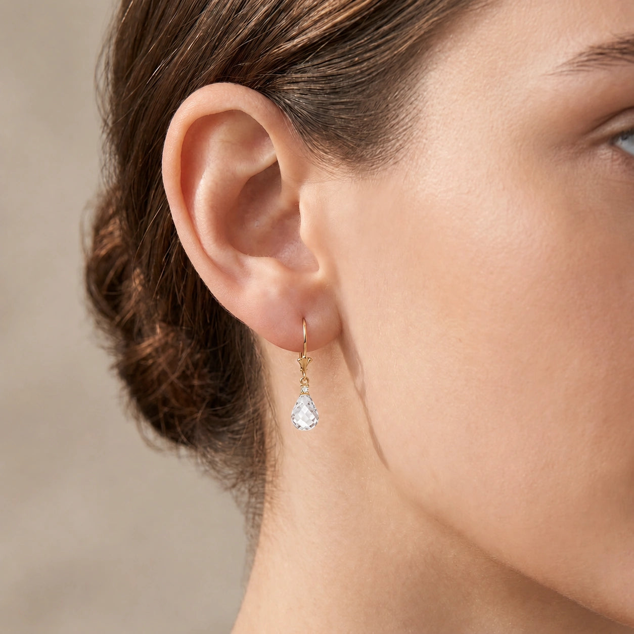 Yellow Gold White Topaz & Diamond — Zeffira