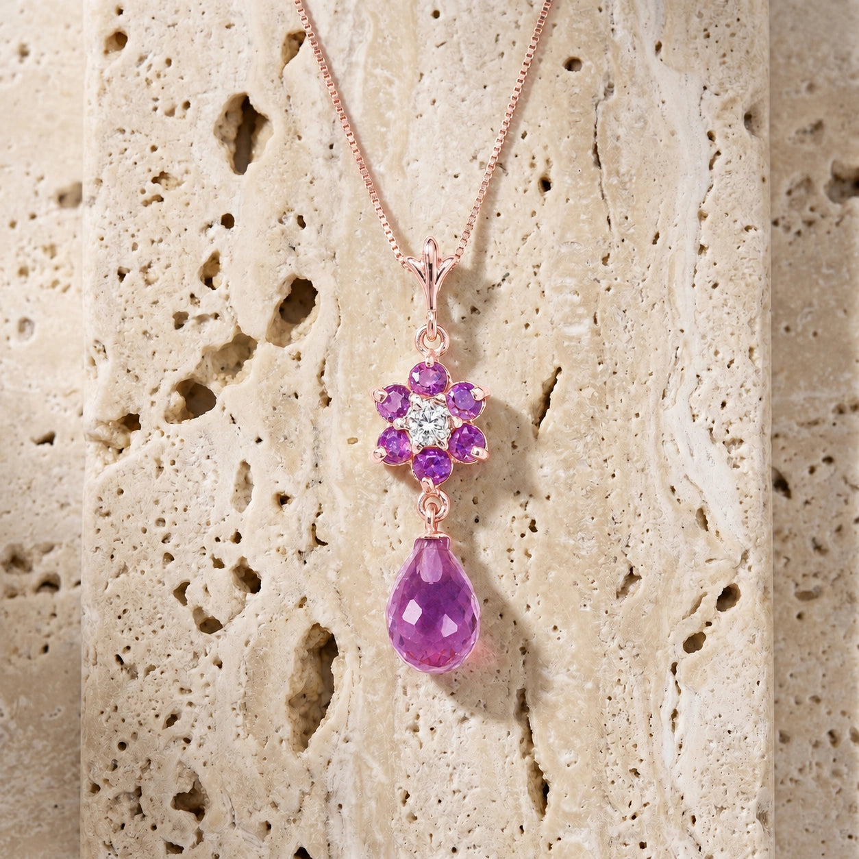 Rose Gold Diamond & Amethyst — Zeffirina