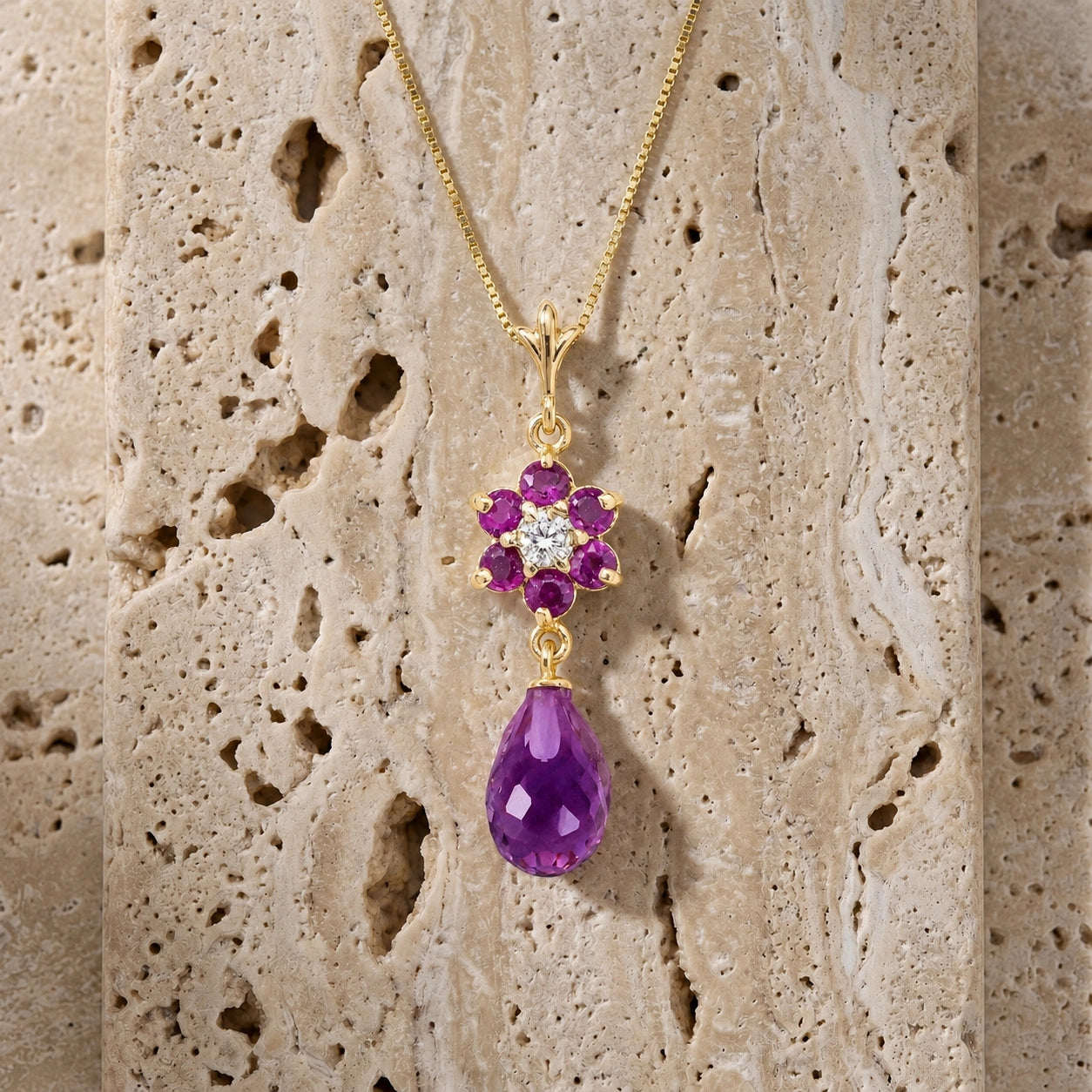 Yellow Gold Diamond & Amethyst — Zeffirina