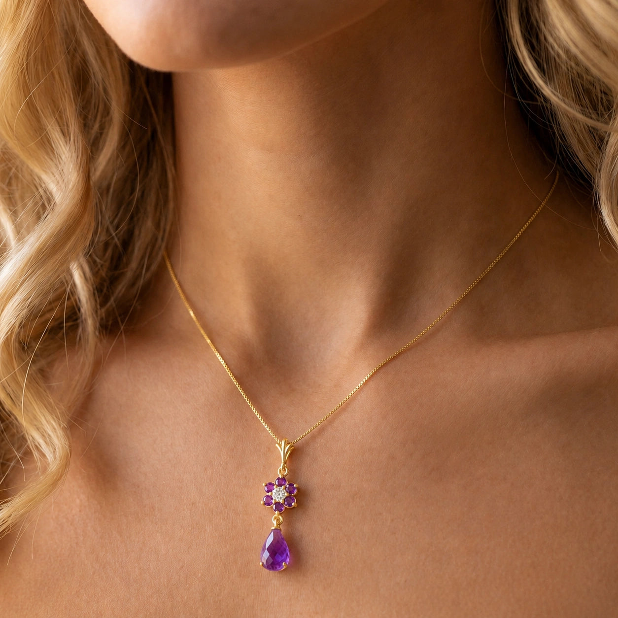 Yellow Gold Diamond & Amethyst — Zeffirina