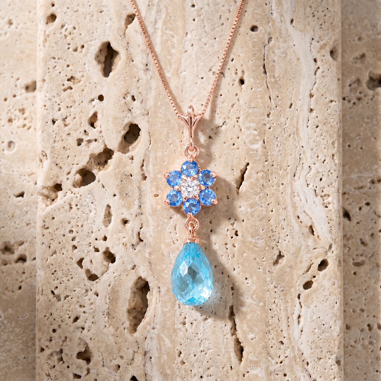 Rose Gold Diamond & Blue Topaz — Zeffirina