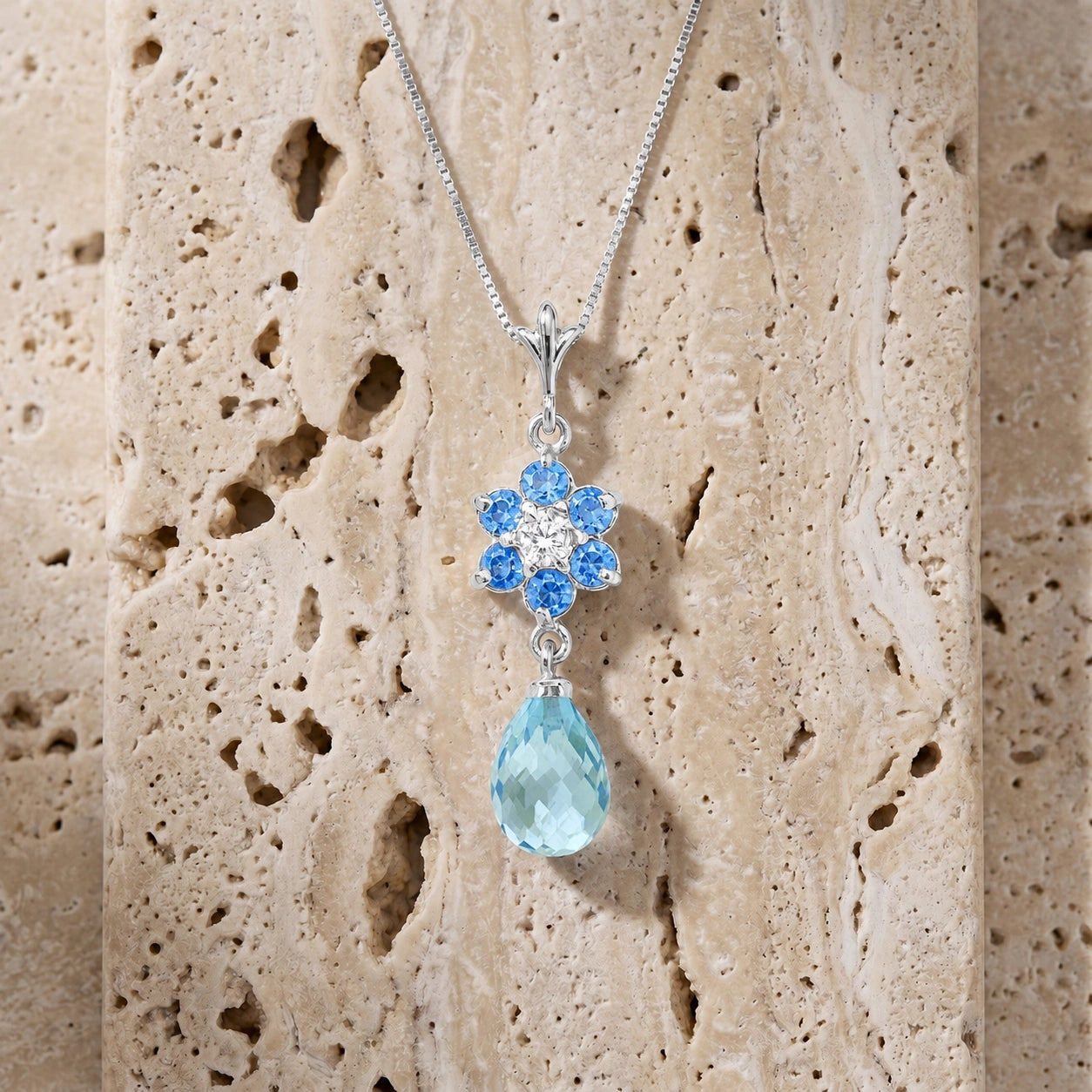 White Gold Diamond & Blue Topaz — Zeffirina