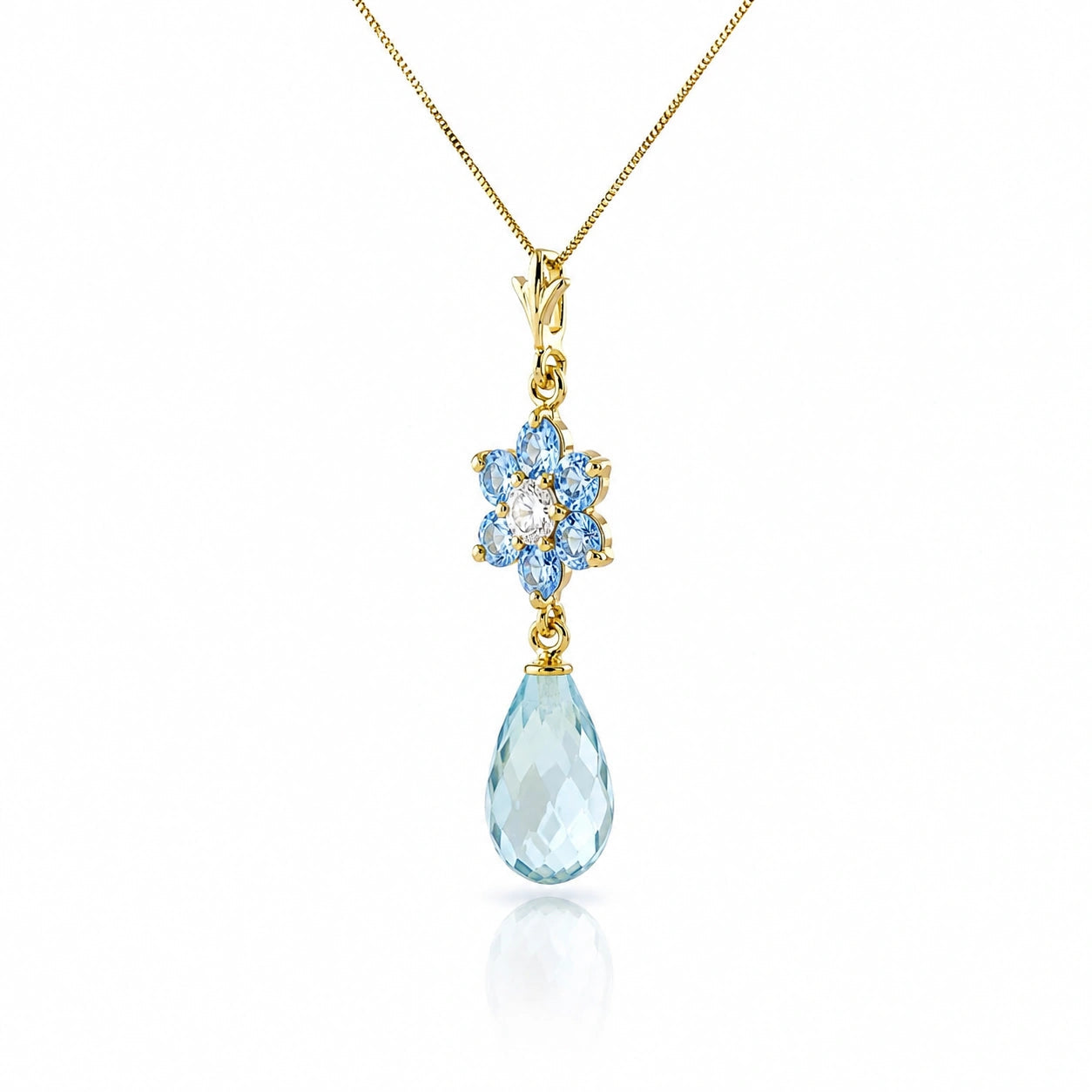 Yellow Gold Diamond & Blue Topaz — Zeffirina