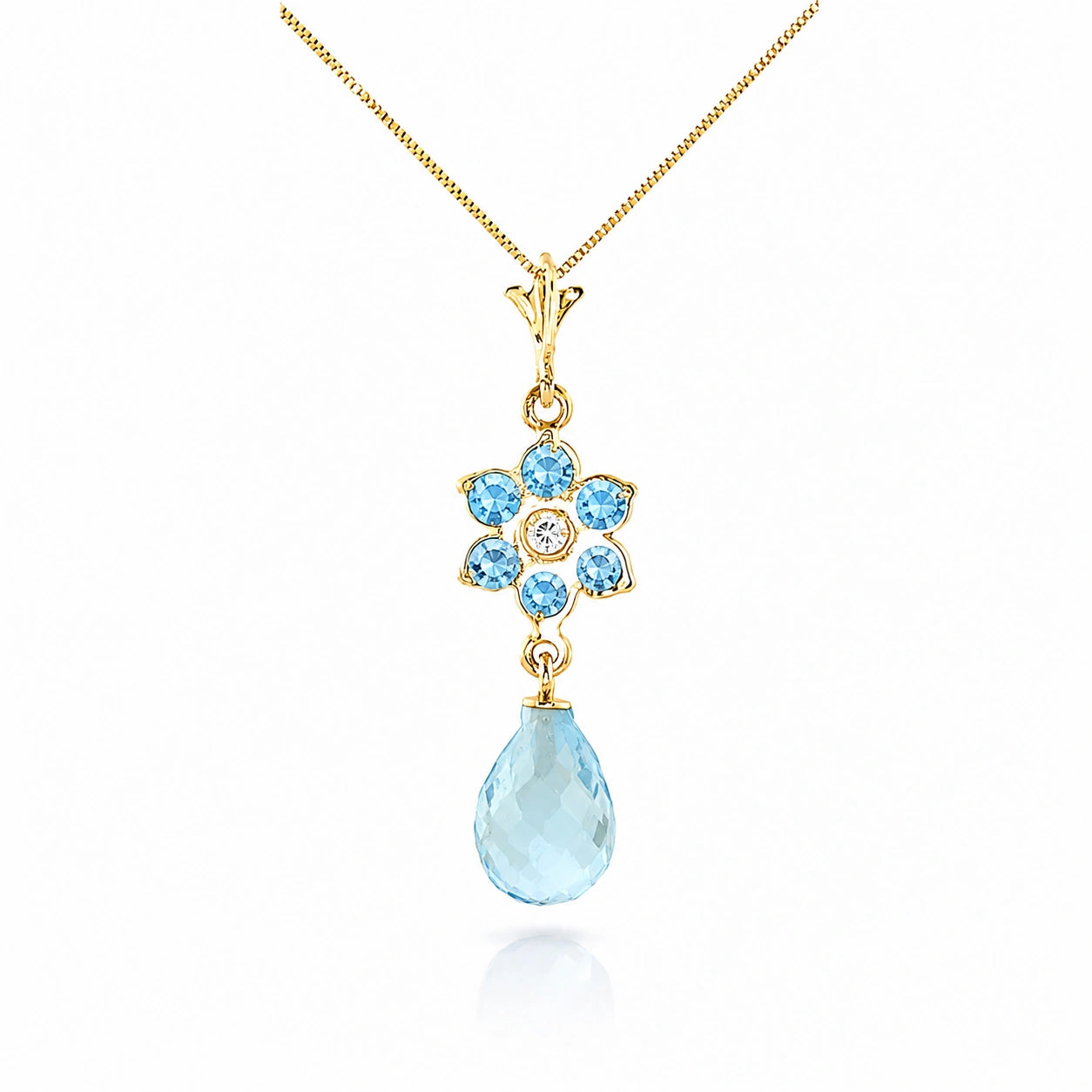 Yellow Gold Diamond & Blue Topaz — Zeffirina