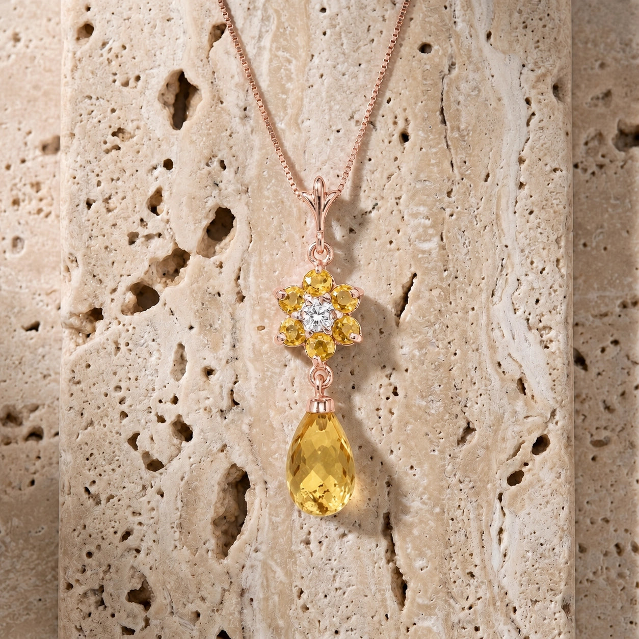 Rose Gold Diamond & Citrine — Zeffirina