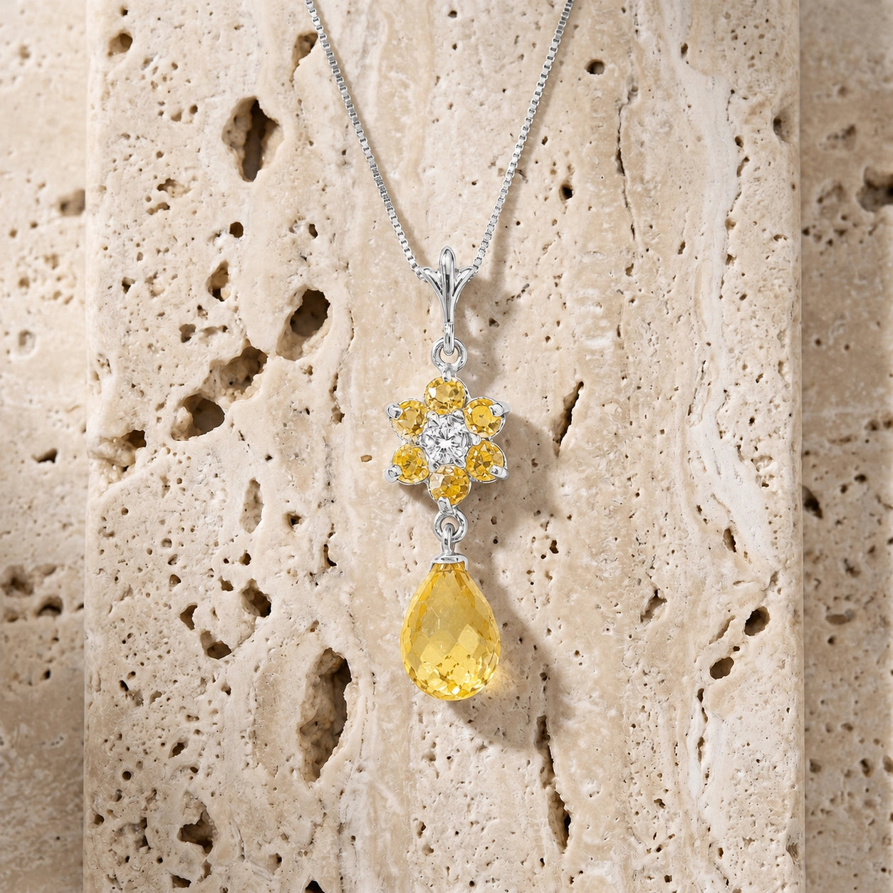 White Gold Diamond & Citrine — Zeffirina