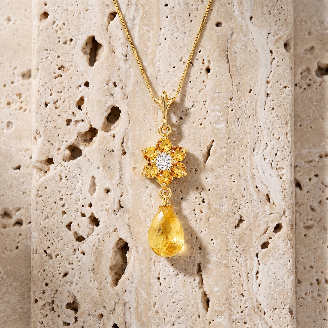Yellow Gold Diamond & Citrine — Zeffirina