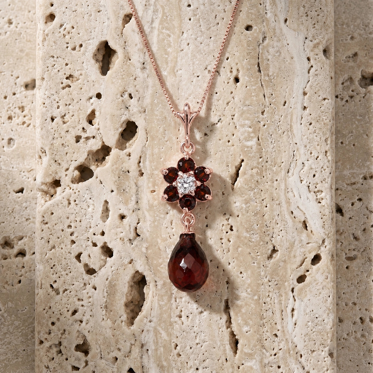 Rose Gold Diamond & Garnet — Zeffirina